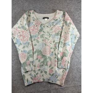 VINTAGE 90s Claudia D Sweater Womens Large Floral Lambswool Knit Cottagecore